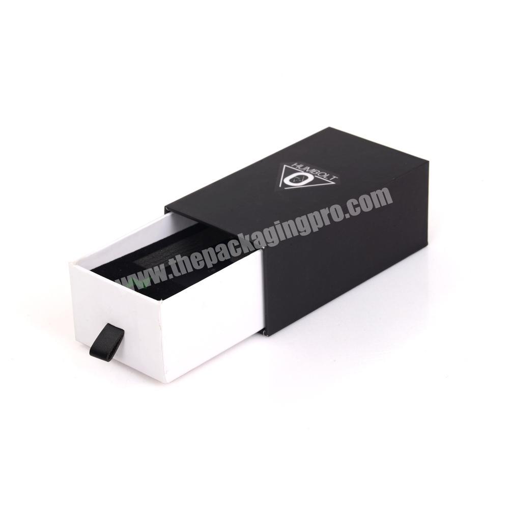 personalize Top grade custom luxury sliding drawer black gift paper box packaging with foam insert
