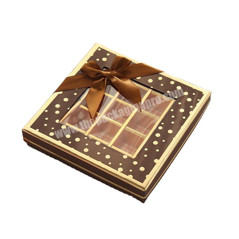 Transparent Gift Grids Packaging Food Grade Chocolate Paper Food Box With Custom Logo