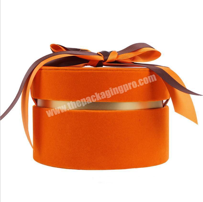 Tube Elegent velvet cover  paperboard gift box for beauty or makeup packaging