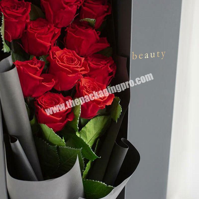Wholesale Custom Black Long Valentine i love you Forever Wedding Single Rose Flowers Gift Packaging Box For Bouquets factory