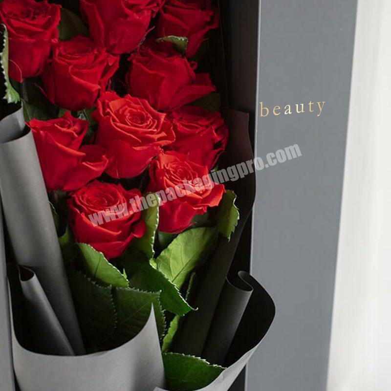 personalize Valentine's Day Roses Packaging Box Long Rectangle Gift Flower Roses Boxes Bouquets Custom
