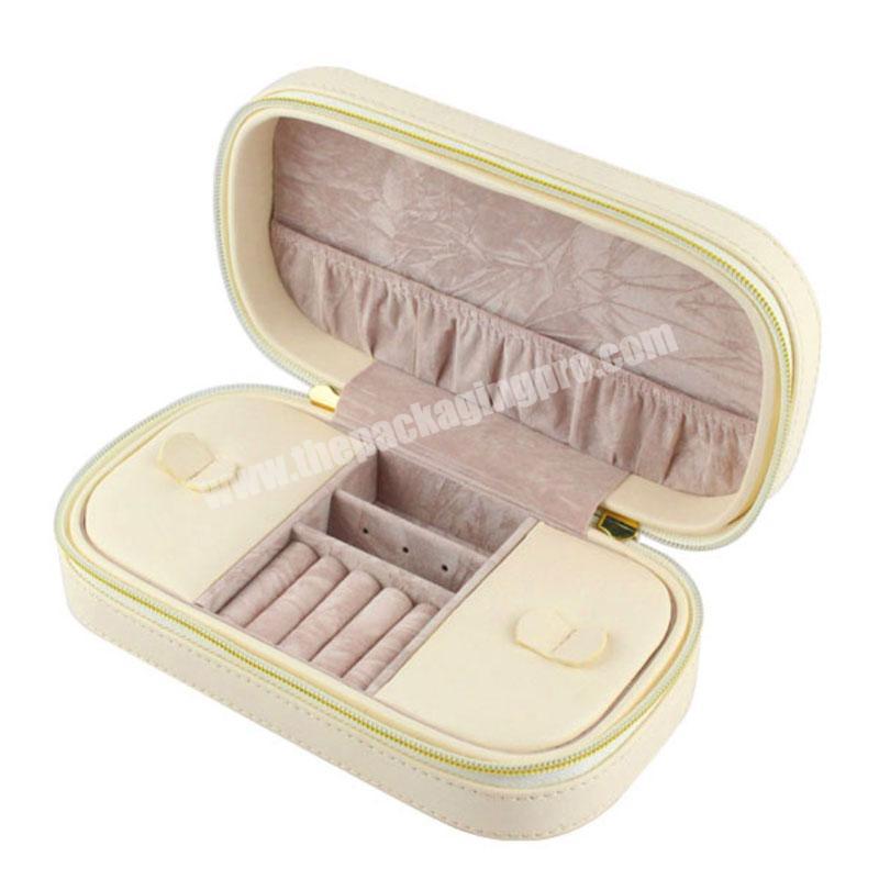 Velvet Fabric Leather Small Mirror Travel Jewelry Packaging Box For Jewelry