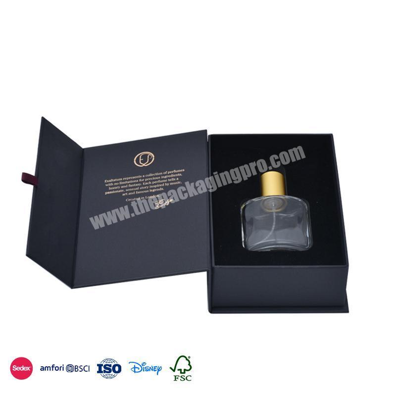 Welcome To Inquiry Price Custom Black Flip Flap with Double Sided Foil Stamped Logo men perfume set box