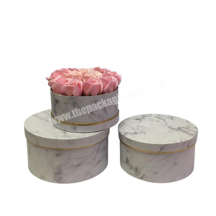 White And Black Marble Printing Flower Box For Flower Packaging