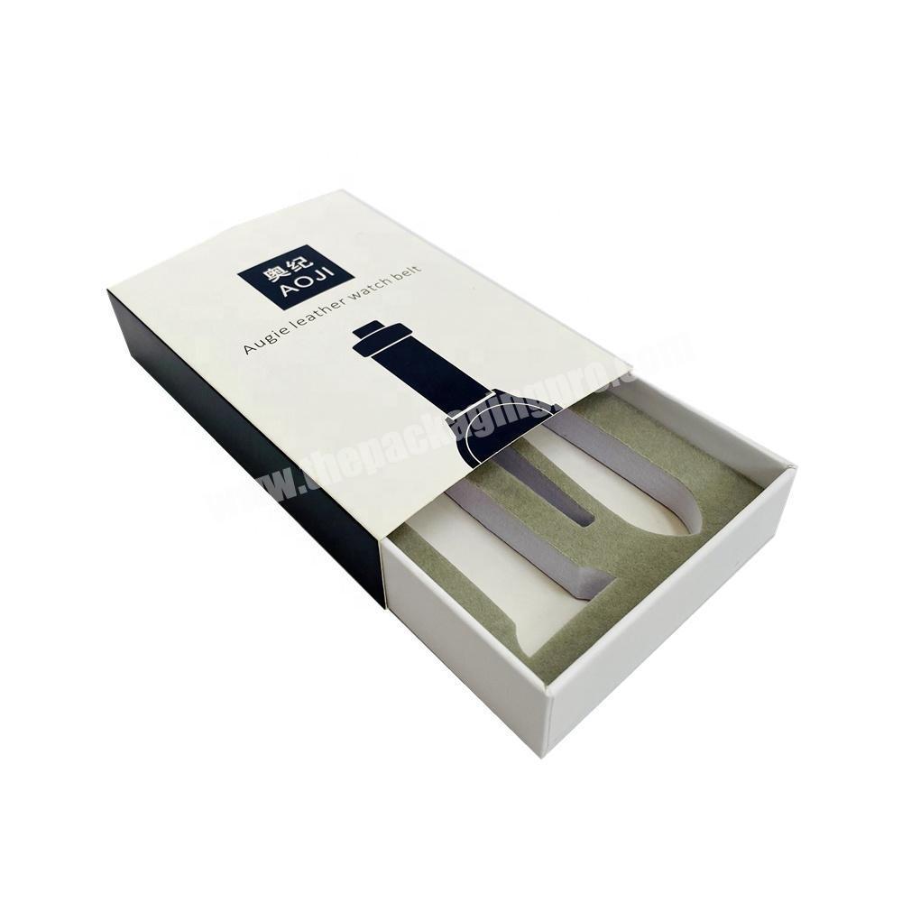 White Drawer Cardboard Paper Watch Strap Packaging Box With Eva Foam