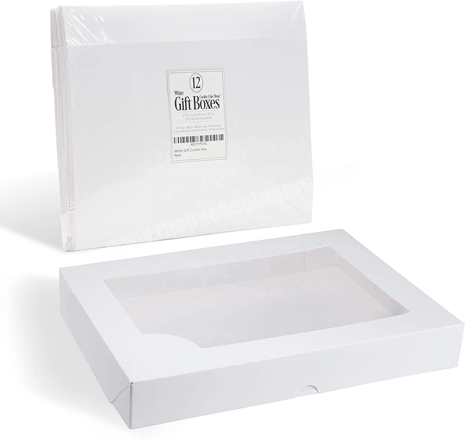 White Gift Boxes with Clear Window For Cookies, Sweet Treats, T-Shirts, Gifts, Baked Goods