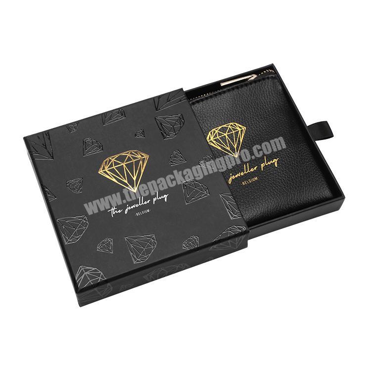 Wholesale Black Custom Uv Logo Cardboard Jewelry Box Earring Gift Packaging Jewelry Sliding Boxes Ring Box