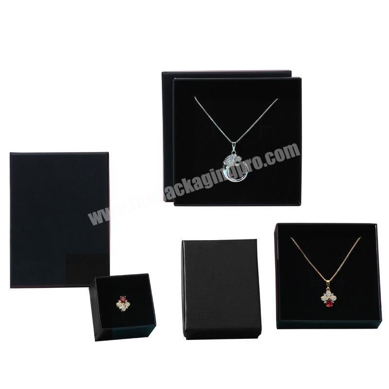 Wholesale Cheap Black Matte Collectible Gift Ring Earing Jewelry Packaging Box Cardboard Flip Top Jewellery Box
