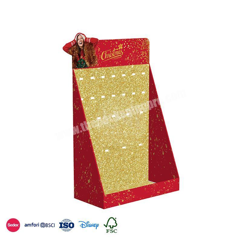 Wholesale Cheap Price red gold ornament with Christmas elements design hologram display box for Christmas gift