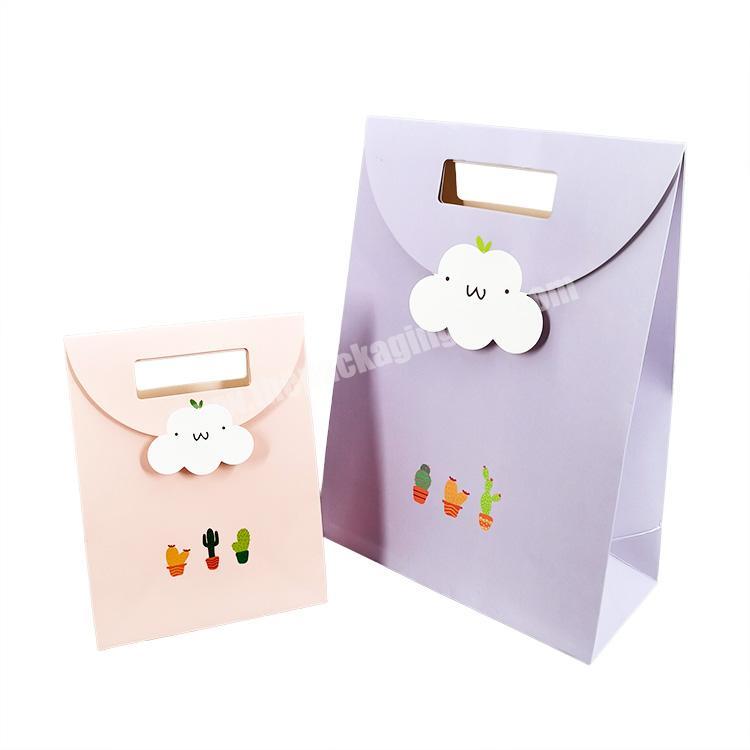 Wholesale Custom Design Printing Die Cut Handle Paper Tote Bag Colorful Eco Friendly Flap Paper Gift Bags