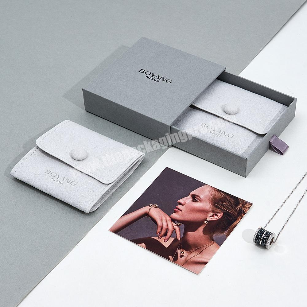 Wholesale Custom Logo Grey Drawer Ring Earrings Necklace Bracelet Pendant Jewelry Paper Packing Box