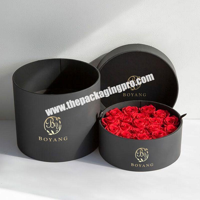 Wholesale Custom Logo Luxury Rigid Cardboard Holiday Gift Packaging Forever Preserved Round Flowers Hat Paper Boxes For Bouquets factory
