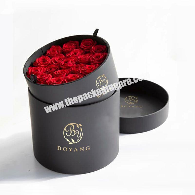 Wholesale Custom Logo Luxury Rigid Cardboard Holiday Gift Packaging Forever Preserved Round Flowers Hat Paper Boxes For Bouquets