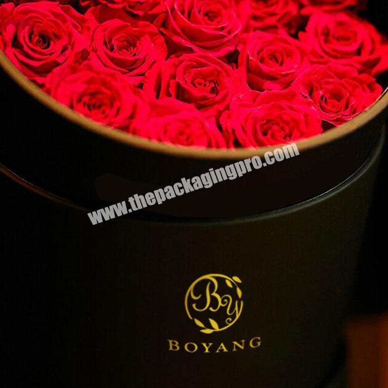 Wholesale Cardboard Cylinder Rose Gift Packaging Black Paper Tube Lid Luxury Round Flower Box With Custom Logo wholesaler