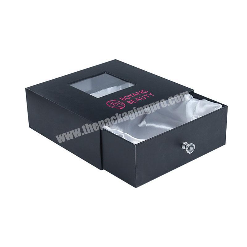 Wholesale Custom Logo Luxury Slid Drawer Wig Boxes Satin Bundle Hair Extension Packaging Box