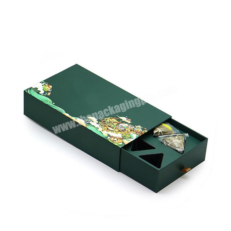 Wholesale Custom Logo Printing Luxury High Quality Recycle Sliding Green Cardboard Paper Packaging Gift Drawer Box With Tray