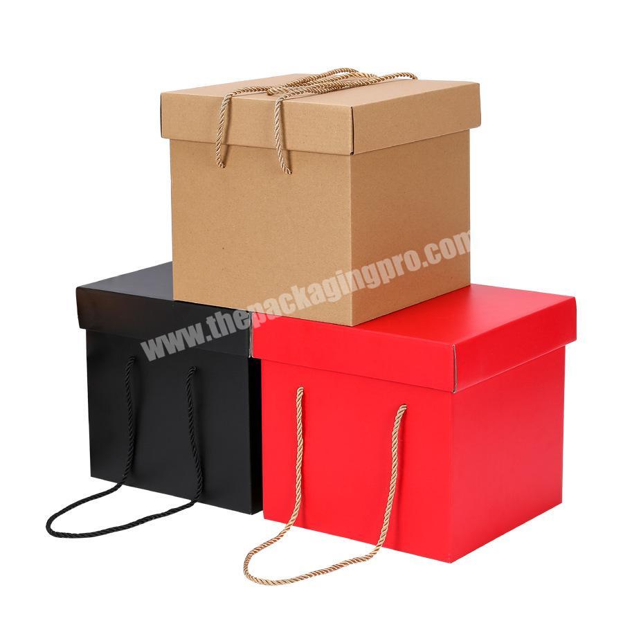 Wholesale Custom Square Corrugated Airdrop Box Birthday Packaging Box Wedding Candy Top And Base Box Portable