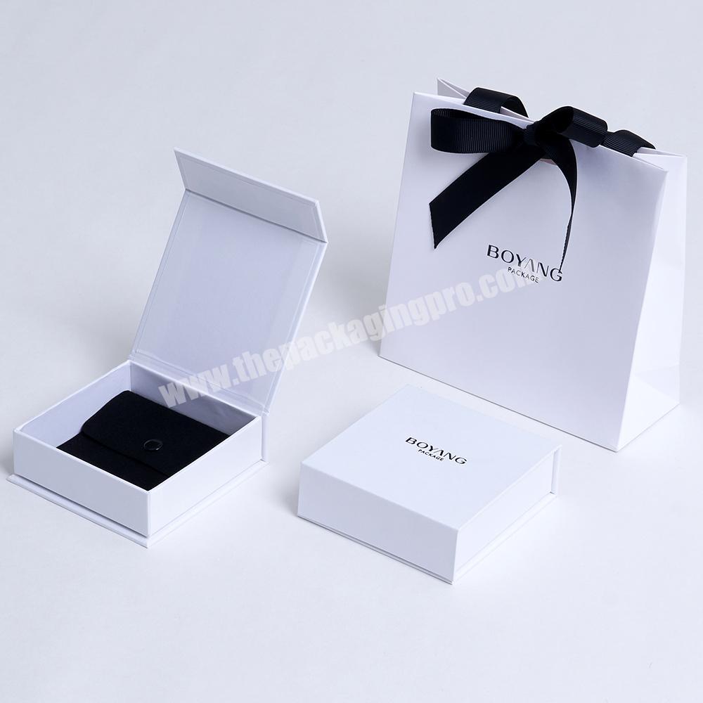 Wholesale Custom White Magnetic Closure Luxury Pearl Jewelry Gift Box Packaging Jewellery Paper Boxes