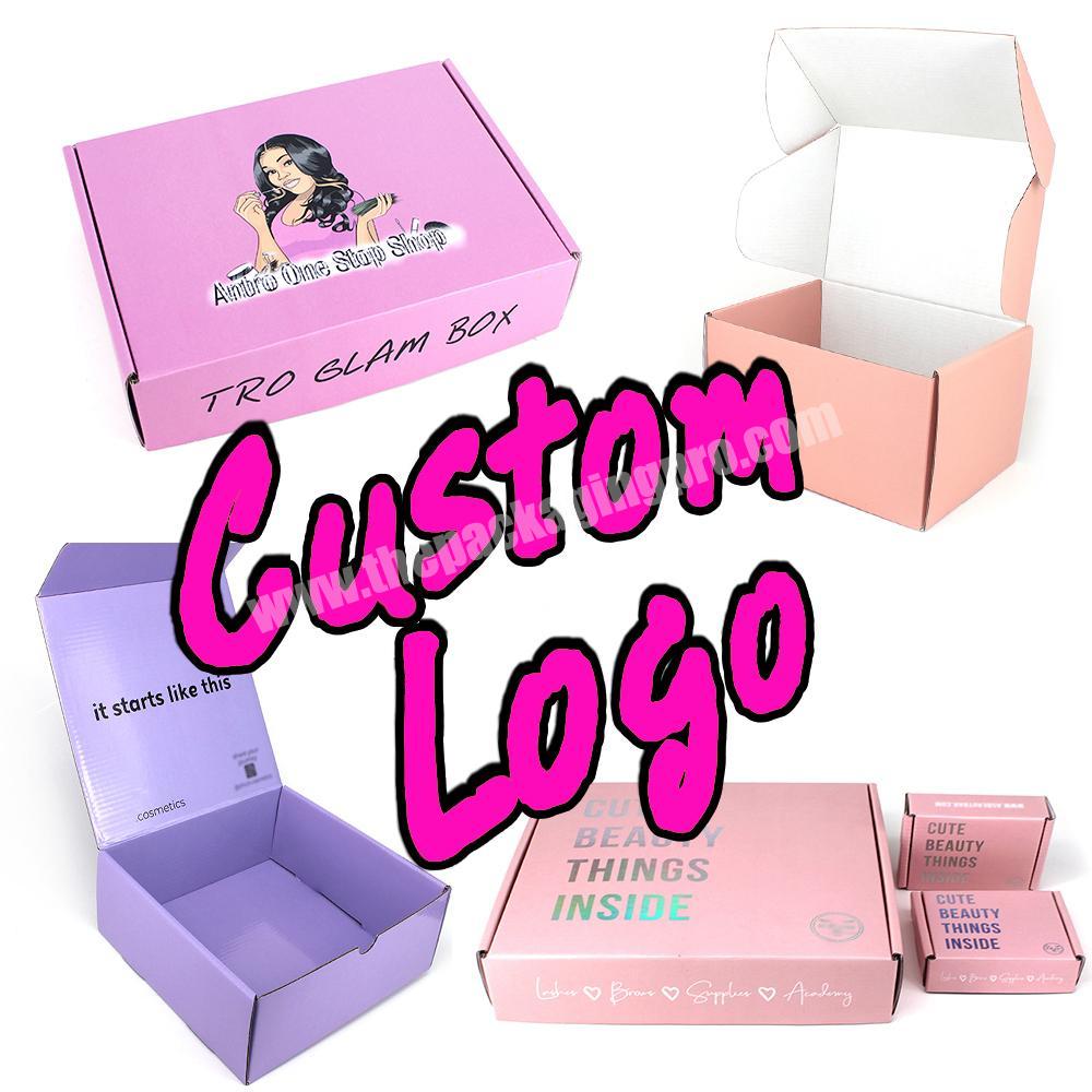 Eco friendly folders cosmetic apparel pink packaging corrugated shipping mailing boxes custom logo