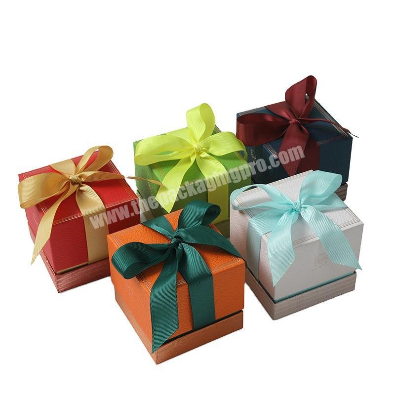 Wholesale Hand Made Custom Design Hot Foil Luxury Wedding Gift Hard Cardboard Paper Boxes With Ribbon Tie For Sweet Gift