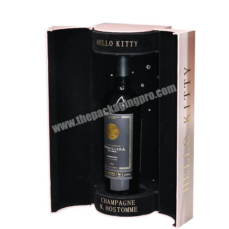 Wholesale Luxury Custom Logo Champagne Magnetic Rigid Black Cardboard Gift Single Wine Paper Boxes