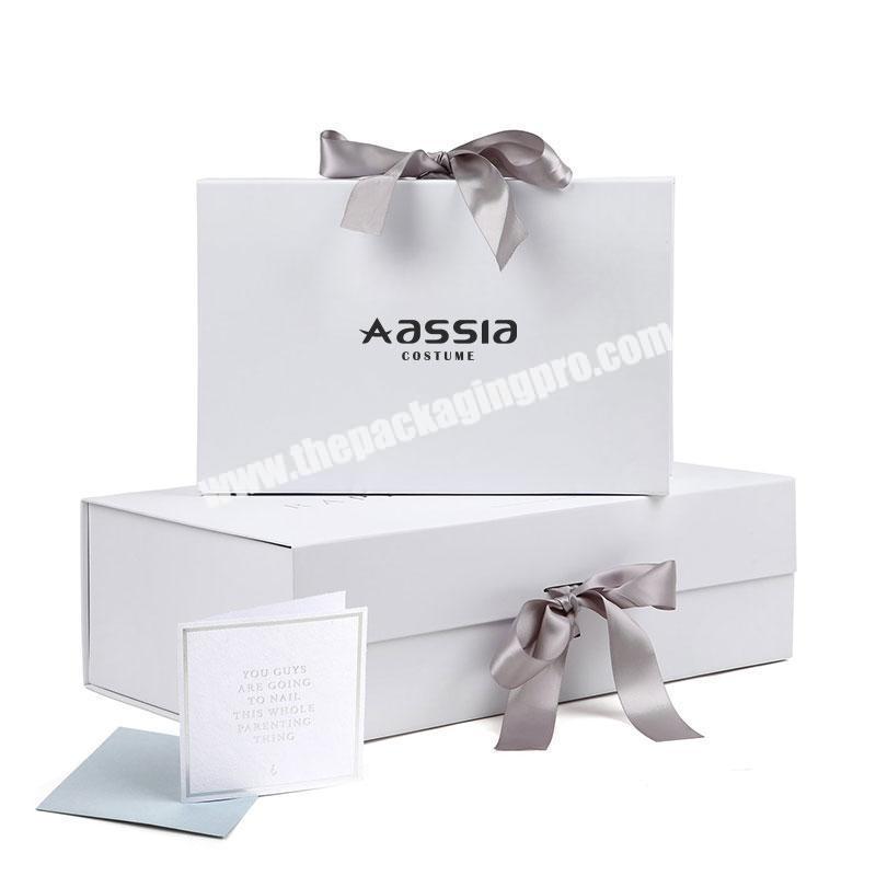 Wholesale Luxury Custom Logo White Folding Bridesmaid Wedding Gift Boxes Packaging With Ribbon