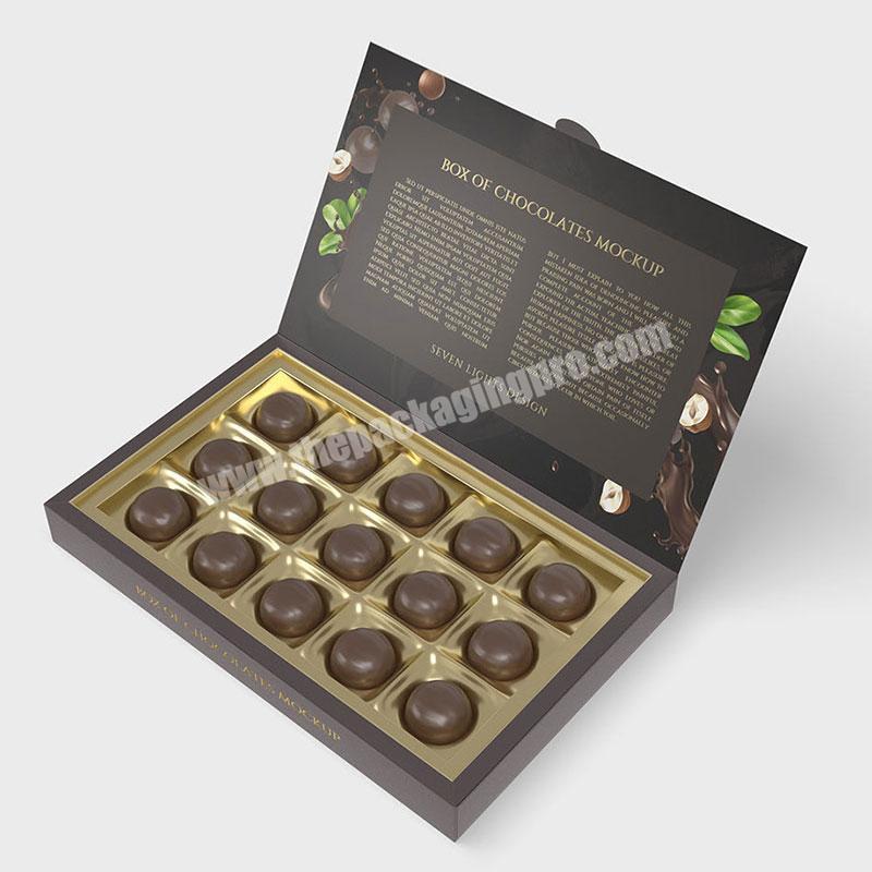 Wholesale Luxury Truffle Candy Gift Custom Black Chocolate Box Packing With Dividers