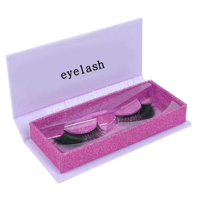 Wholesale Magnetic Paper private label Custom Clear Empty Private Pink Glitter Eyelash Packaging Box