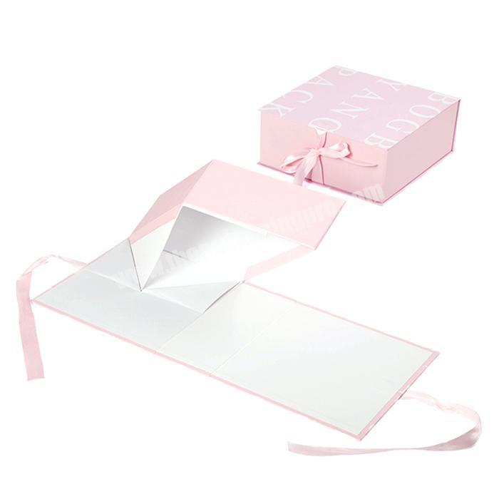 Wholesale custom high quality hot sell large luxury folding Matte cardboard gift box with ribbon