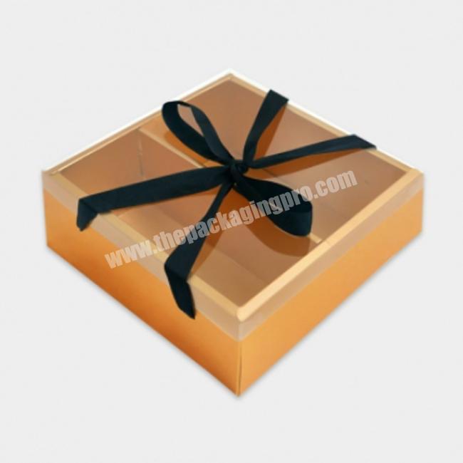 Wholesale custom logo gold large small square packaging box white cardboard craft gift luxury box clear lid
