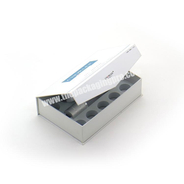 Wholesale custom printing white magnetic perfume bottle skincare cosmetic packaging box with EVA tray insert wholesaler