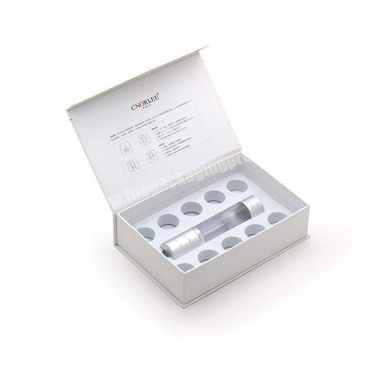Wholesale custom printing white magnetic perfume bottle skincare cosmetic packaging box with EVA tray insert
