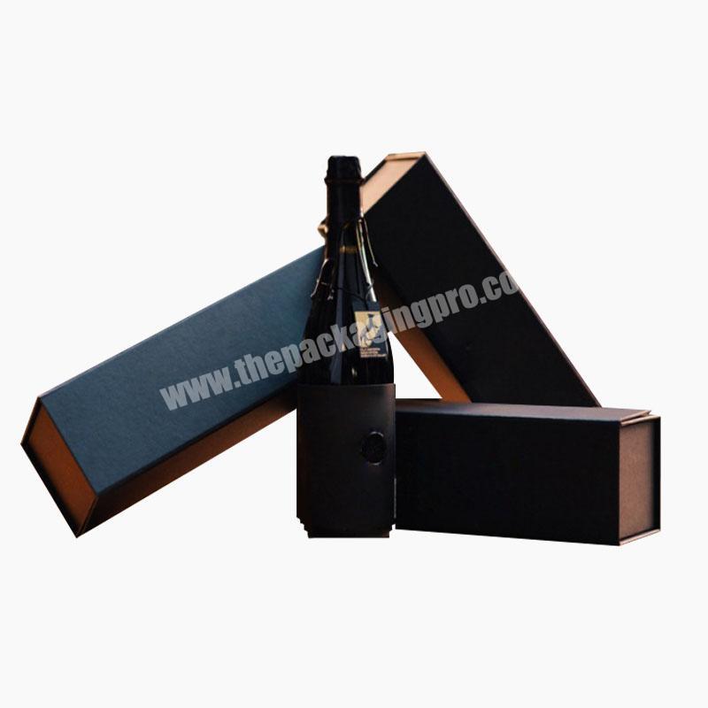 Wholesale custom sublimation premium paper black rigid paperboard wine bottle gift box with magnetic closure wholesaler