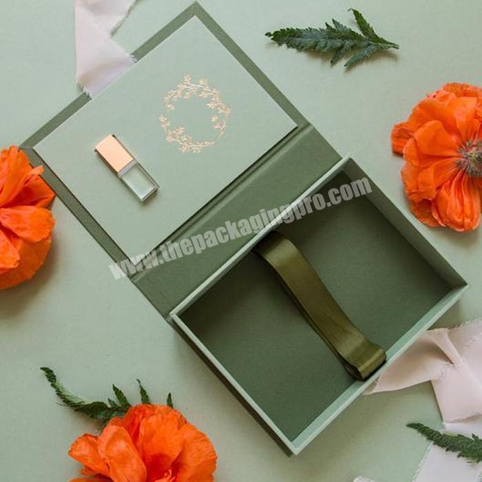Wholesale design wedding dress gift box with ribbon closure magnetic foldable gift box with ribbon custom