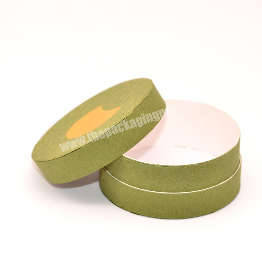 Wholesale engagement creative green small gift box round kraft paper core cufflinks packaging gift box with paper lid