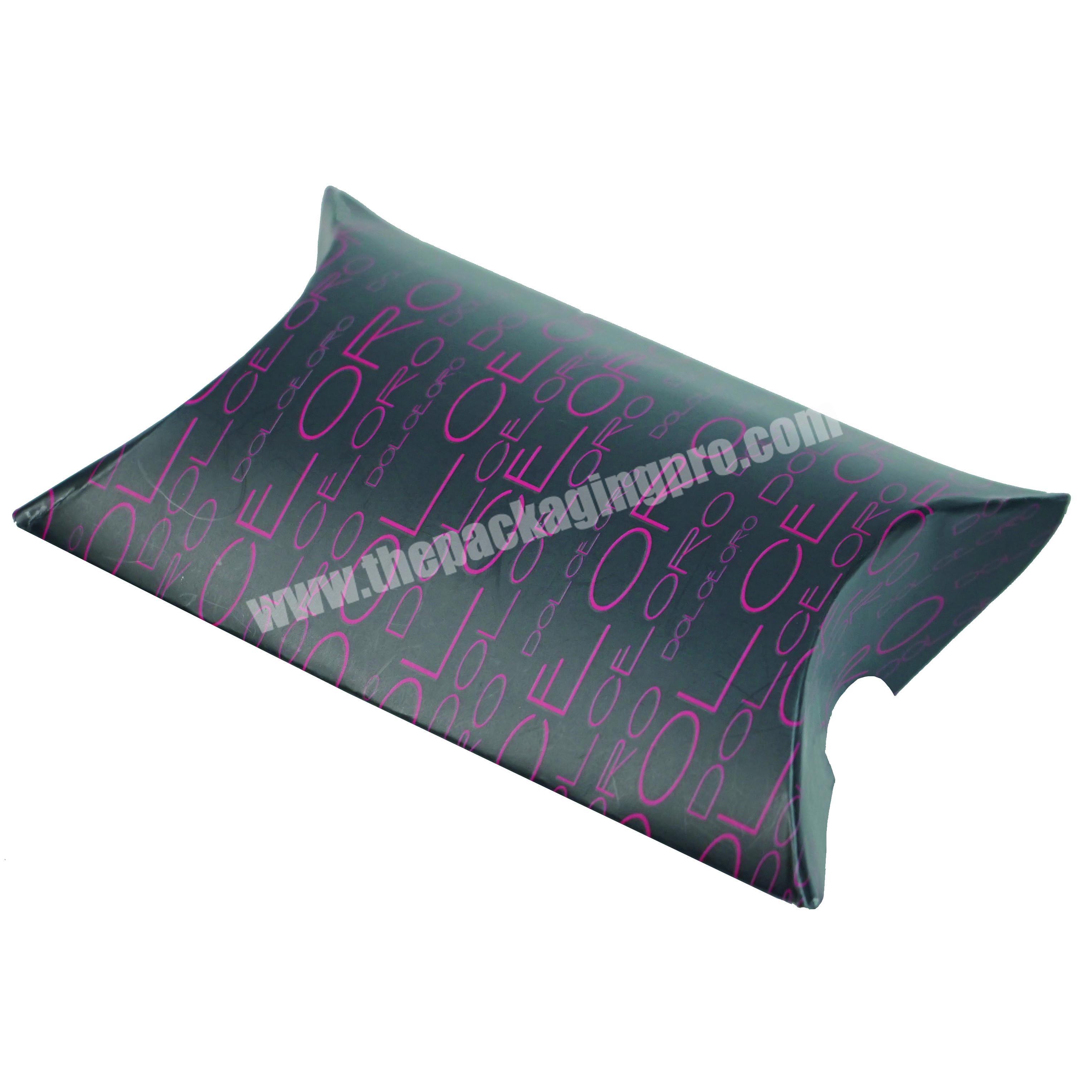 Wholesale folding printing logo fashion packaging design custom black cardboard paper small pillow gift boxes