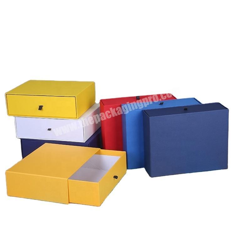 Wholesale handmade craft custom large luxury blue square empty cardboard exclusive packaging gift slide drawer gift box