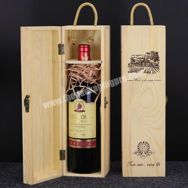 Wholesale handmade custom logo pine 2 bottle wooden wine gift box wine wooden box