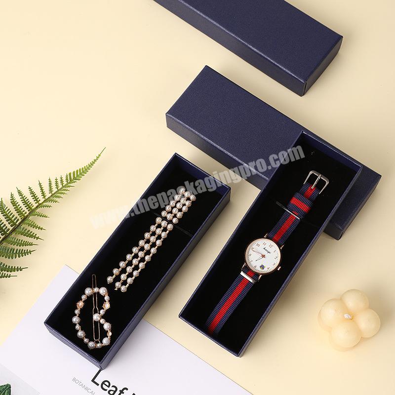 Wholesale long rectangular box packaging designer necklace single watch box with foam insert