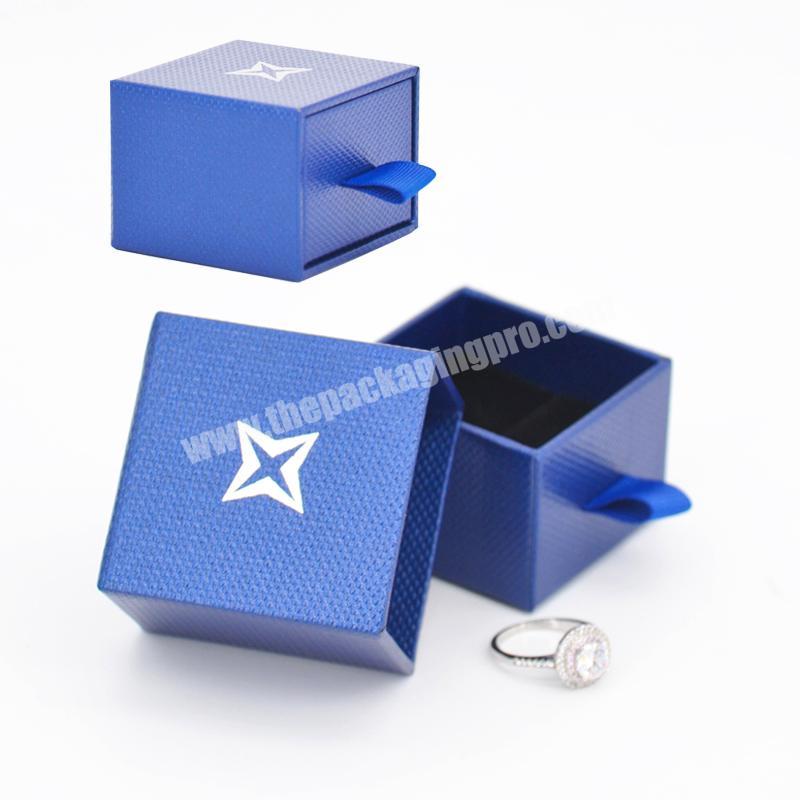 Wholesale luxury custom logo small bule gift box jewelry packaging boxes custom logo jewelry packaging box