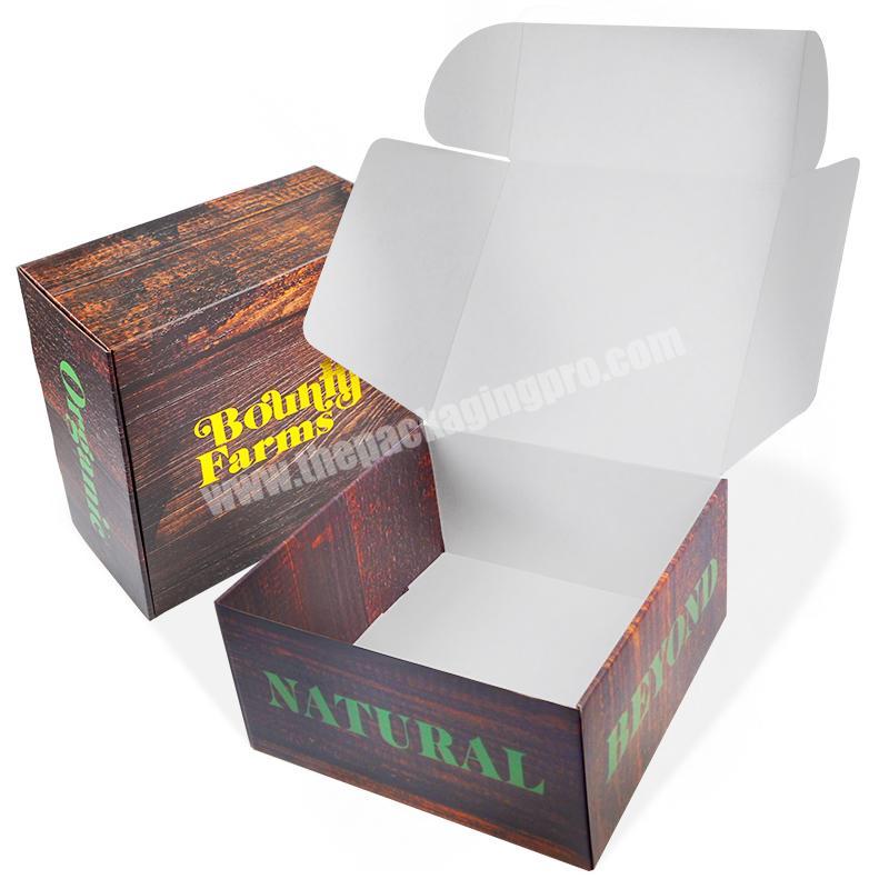Wholesale luxury exquisite customized  gift  corrugated  brown shipping packaging box with wood grain