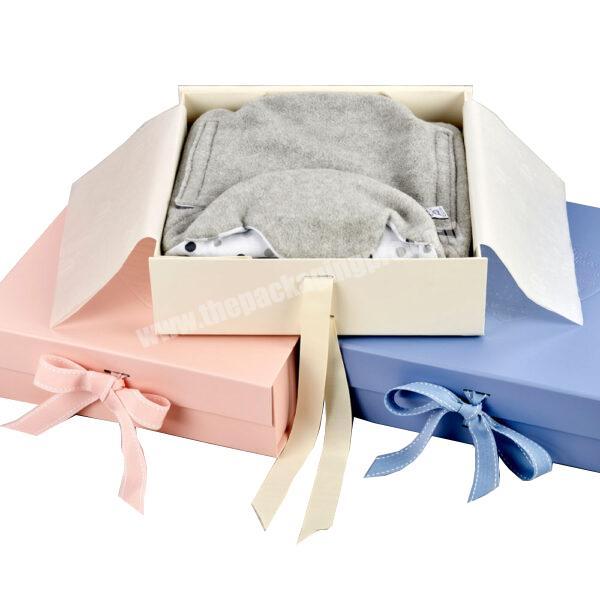 Wholesale recycled new design paper packing gift box luxury foldable business clothing set newborn baby gift box