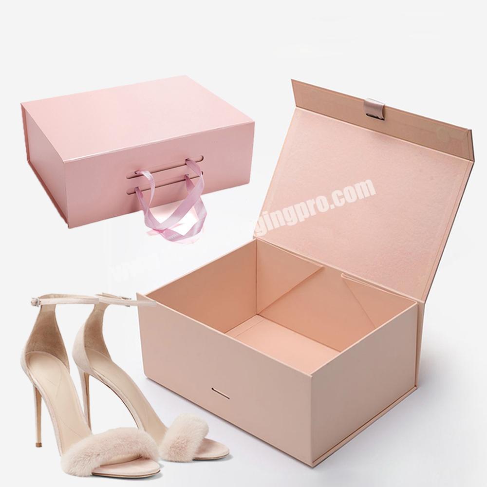 Wholesale retail black shoe boxes with custom logo design paper cardboard magnetic folding shoe box custom shoe box