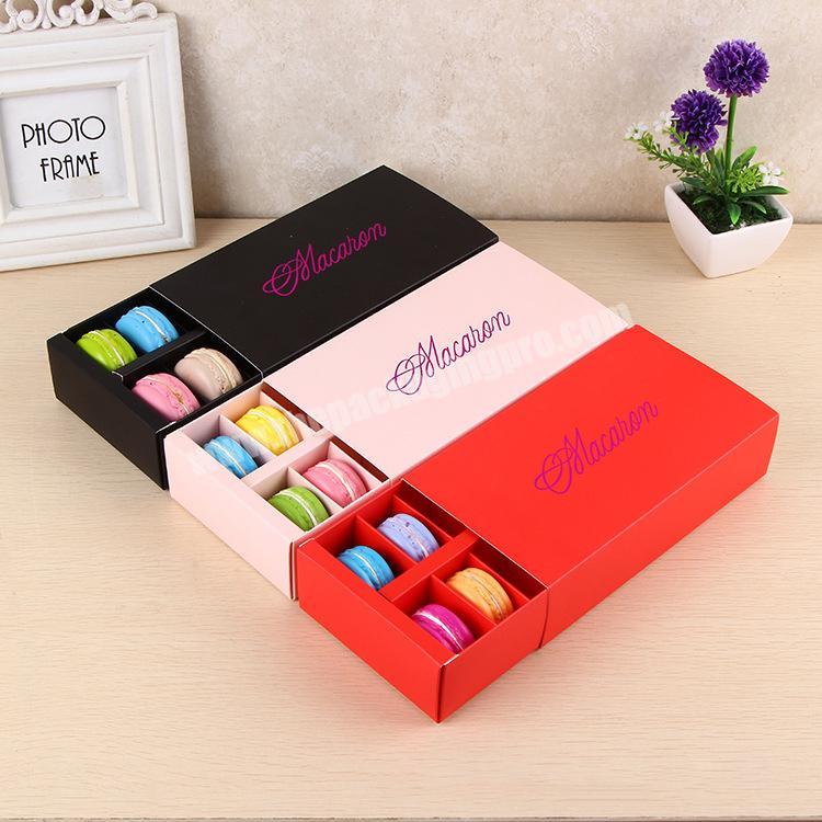 Wholesale small Luxury premium biscuit gift cookie macaron paper packaging box with divider
