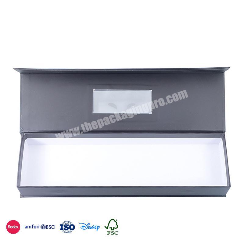 World Best Selling Products Black rectangle with transparent small window design custom paper gift box