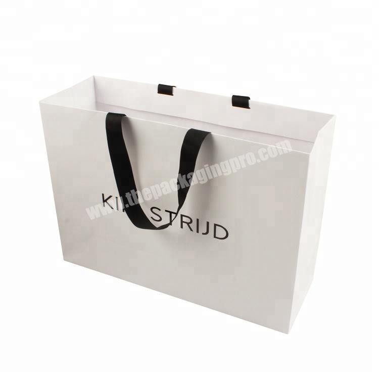 Yilucai Custom Logo Printed  White Paper Shopping Bag With Ribbon Handle