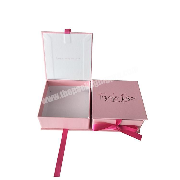 Yilucai Custom Logo Ribbon Pink Jewelry Box