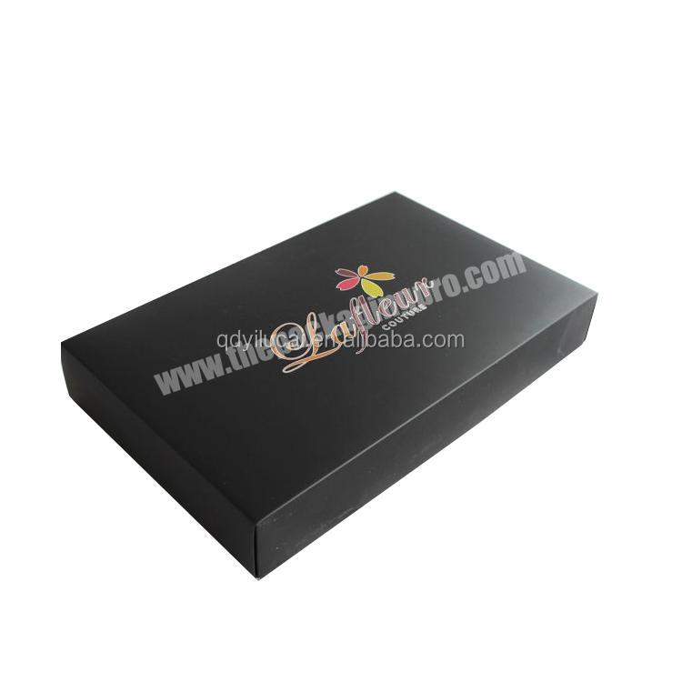 Yilucai Custom Printed Luxury Black Apparel Packaging Box Clothing Packaging