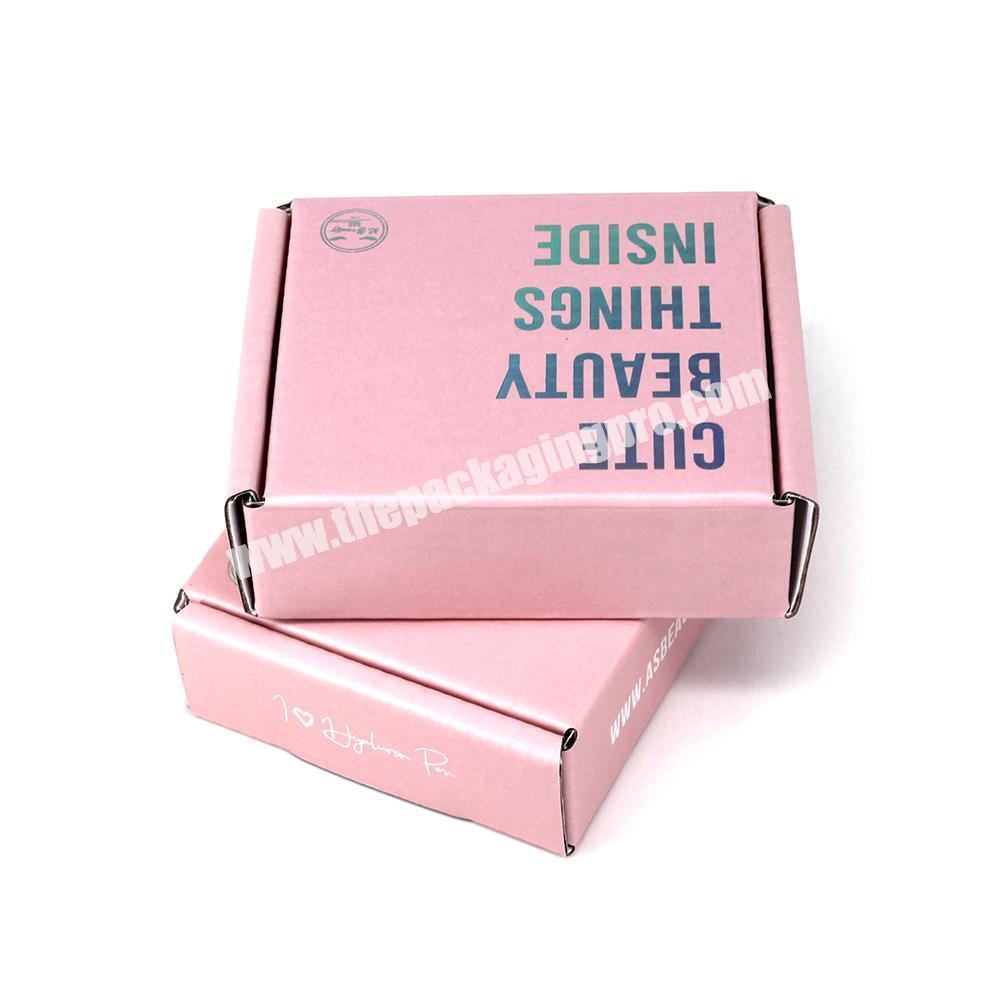 Custom printed ecommerce beauty cosmetic corrugated paper holographic shipping mailer packaging box