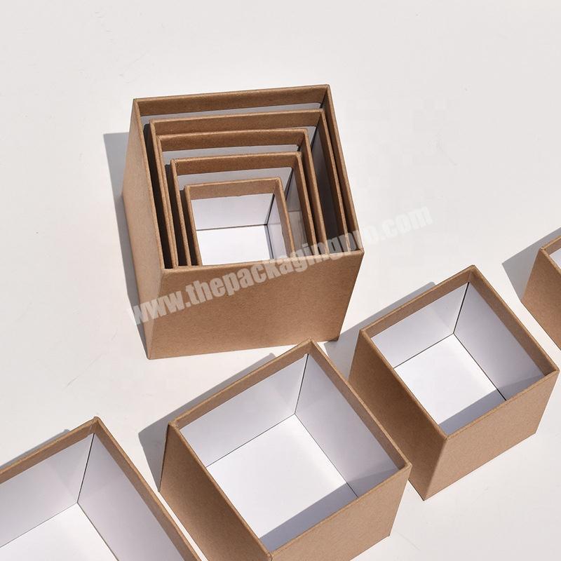 Yiwu Ready Stock Craft Brown Cardboard Box For Mug Luxury Cosmetic Packaging Lid And Base Candle Jar Square Gift Box For Bottles